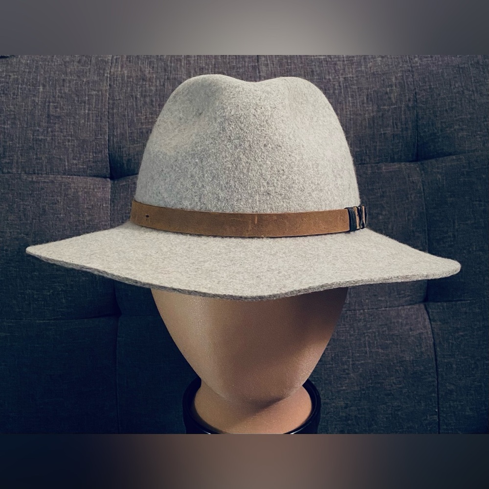 NWOT Pistil Soho Wide Brim Gray Wool Hat with Leather Band